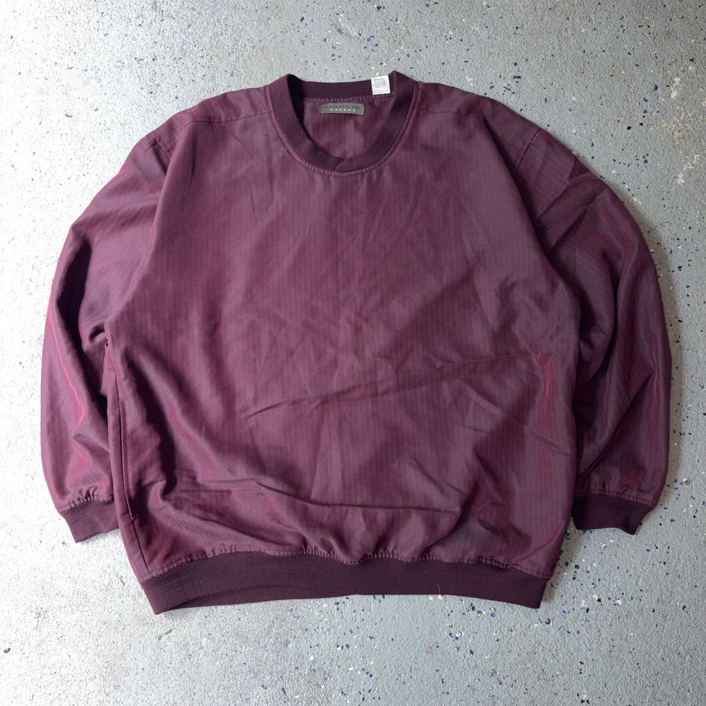 Golf Windbreaker Pullover Jacket Bermuda Greens Mens Large Burgundy Herringbone